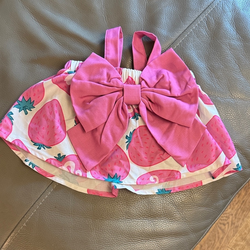 Barbie Pat Pat Pink Strawberry Print Dress with Bow size 3-6M